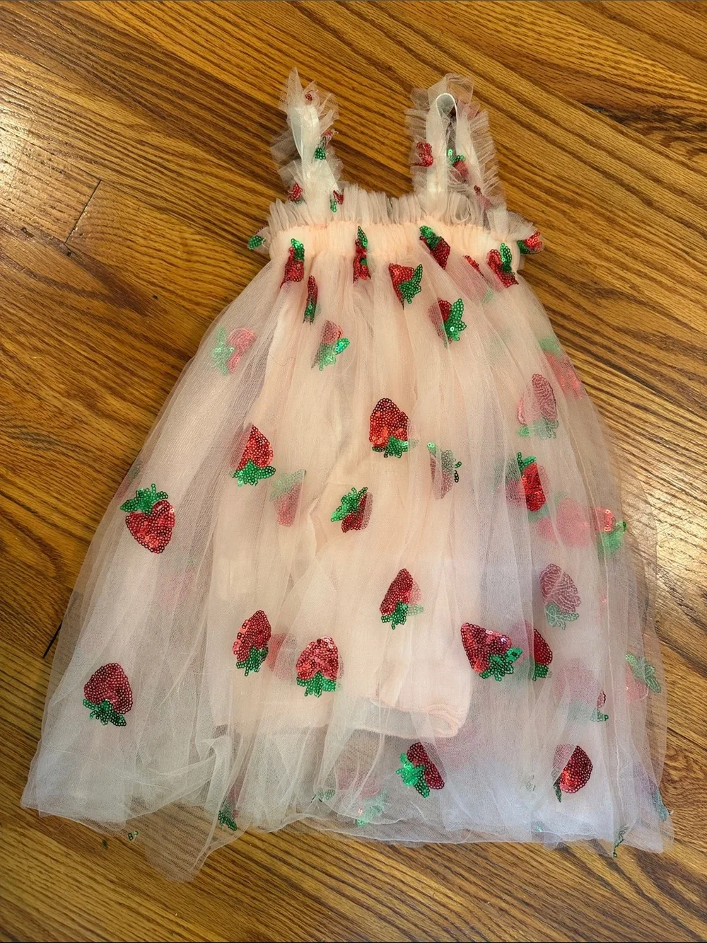 SHEIN Pink Strawberry Tulle Dress with Multicolor Pastel Tulle Skirt